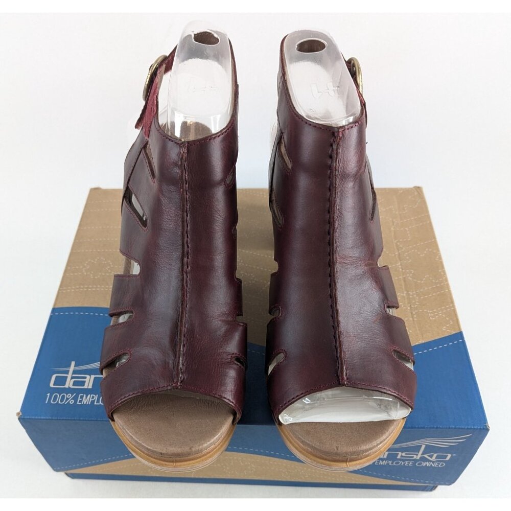 Dansko Demetra Sandals Ruby Pull-Up Leather Heeled Ankle Strap EU 41 US 9.5-10 - Picture 3 of 13